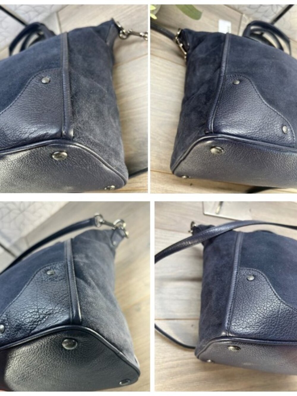Coach Navy Suede Leather Mickie Tote Bag - Picture 7 of 7